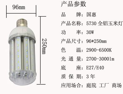 廠家專業(yè)生產LED玉米燈 全鋁材散熱30wLED玉米燈5730 價格